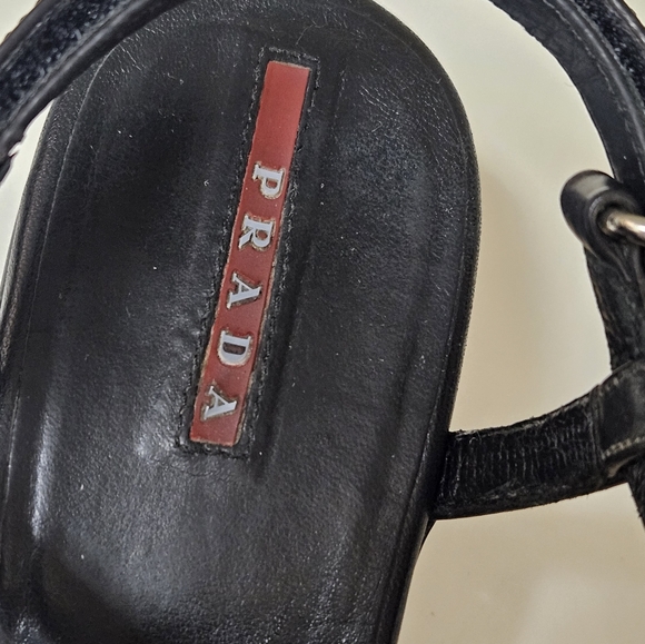 Vintage PRADA open toe slingback kitten heels sandals Size 39.5 / US 8.5 - Picture 15 of 15